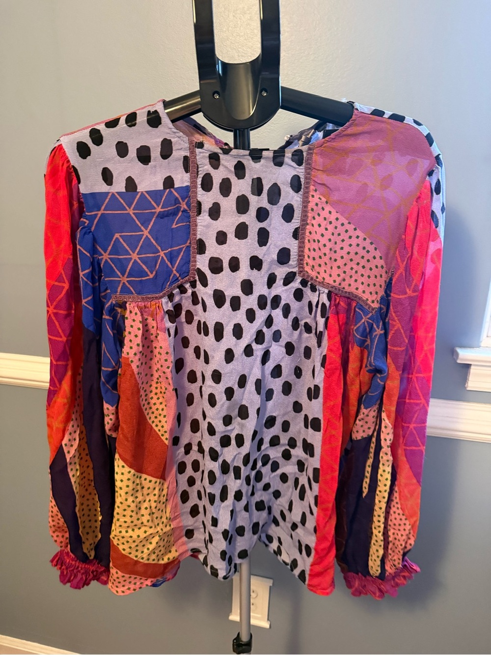 Anthropologie Blank London Patchwork Boho Blouse Large